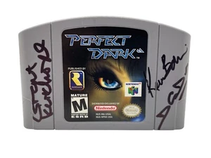 Grant Kirkhope David Doak +1 Signed Perfect Dark Autograph N64 Game JSA COA - Picture 1 of 8