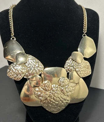 金色围兜声明项链 16-21 英寸重抽象大胆女神珠宝首饰 — 第 1/4 张图片