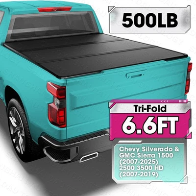 6.5FT FRP Hard Bed Tonneau Cover For 2014-2019 Chevy Silverado GMC Sierra 1500 - Image 1 of 4