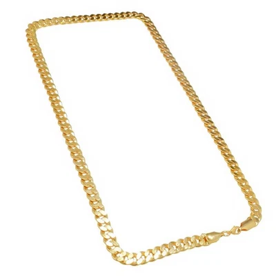 Collar de plata de ley 925 con cadena de bordillo de cubo enchapado en oro de 18 quilates para hombres y mujeres de 16-30" Foto 1 de 4