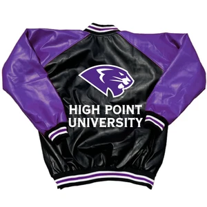 Chaqueta Universitaria Letterman High Point University Logo Bordado Lana y Cuero - Imagen 1 de 4