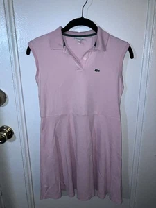 Lacoste Sleeveless Stretch Piqué Pink Polo Dress Girls Youth Size 12 - Picture 1 of 10
