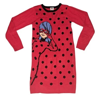 Vestido Suéter Miraculous Ladybug Lunares Super Héroe Invierno Niñas Grande 10/12  Foto 1 de 4