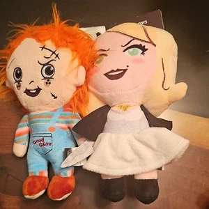 Fetch Halloween Dog toy set Chucky and Tiffany of Horror movie Fame  Squeaker  - Picture 1 of 5