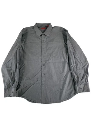 Camisa masculina Alfani Performance 2XL cinza ajustada fácil cuidado botão para baixo - Imagem 1 de 4