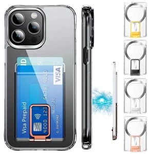 Transparent Card Bag Phone Kickstand for Apple Magsafe for iPhone 15 14 13 12 - Photo 1/12