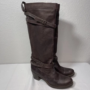 Frye Jane 76396 braune Damen-Reiterstiefel aus Leder mit Riemchen Größe US 8,5 B - Bild 1 von 8