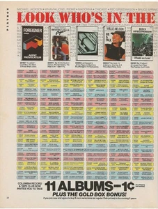 Vintage 2-seitige Anzeige Columbia House Record & Tape Club - schauen Sie, wer jetzt im Club ist - Bild 1 von 10