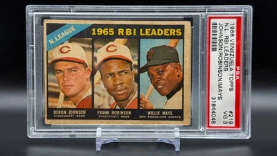 Venezuela 1966 Topps #219 Salón de la fama Willie Mays / Frank Robinson / Deron Johnson PSA 3 Foto 1 de 2