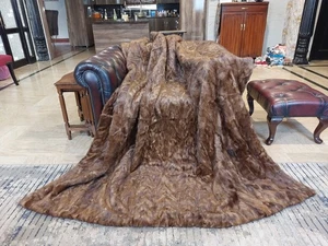 Genuine Real Natural Mink Fur Blanket King Size throw 84" x 72" Rug - 6687 - Picture 1 of 6