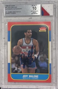 Camiseta deportiva Fleer Jeff Malone 1986-87 autógrafo fusión 3 colores Beckett 10 automática - Imagen 1 de 1