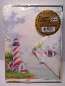 Vintage English Card LTD Stationery LIGHTHOUSE NAUTICAL Seaside Boxed Sealed - Picture 1 of 5
