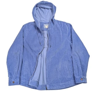 LL Bean Comfort Cord Relaxed Shirt Hoodie Damen Large Full Zip Larkspur blau - Bild 1 von 13