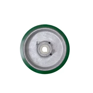 Rueda motriz con llave de hierro fundido con banda de rodadura de polietileno de 8" x 3" - Diámetro de 22 mm - Rueda de servicio - Imagen 1 de 5