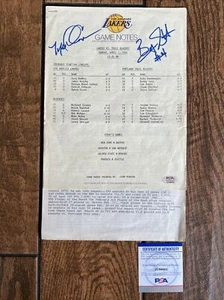 Byron Scott Michael Cooper Signed LA Lakers 1985 NBA Game Notes PSA Witnessed - Picture 1 of 14