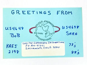 Vintage QSL Card Ham CB Amateur Radio KAEJ 2198 Bob Sara Sacramento CA US 4648 - Picture 1 of 2
