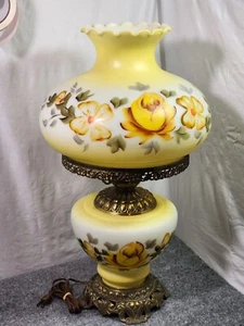 Huge Victorian Gone With the Wind Hurricane Amber Double Globe Rose Parlor Lamp - Picture 1 of 17