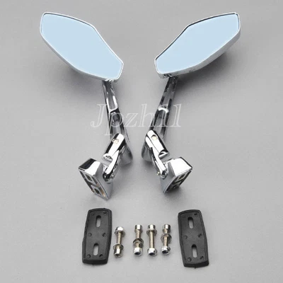 Chrome Aluminum Rearview Side Mirrors Motorcycle Street Bike Custom Racing  J15 - image 1 of 4