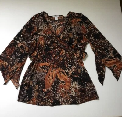 Dressbarn Top Grunge Y2K Babydoll Back Tie Sparkles Sz XL - Image 1 of 4