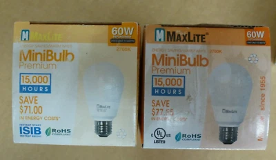 4 pieces 13 Watt 2700K 800 Lumen A19 CFL General Purpose Light Bulbs - Image 1 of 4
