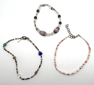 Beaded Glass Bracelet Lot Of 3 - Picture 1 of 5