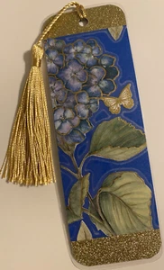 Flower and Butterfly Bookmark with Tassel - Laminated with Glitter Borders 6x2" - Picture 1 of 12