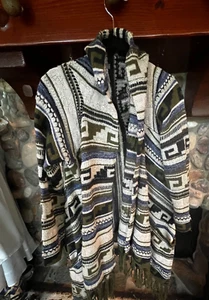 J JILL BOHO WICKEL PONCHO KIMONOÄRMEL GR M braun beige schwarz grau Loden grün - Bild 1 von 24