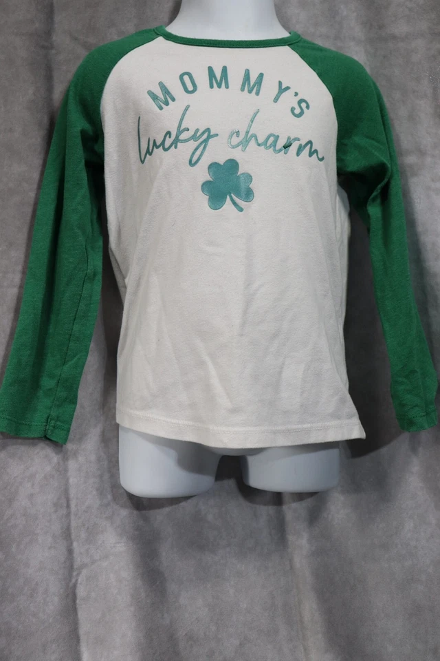 Celebrate St. Patrick’s Boy Mommy’s Lucky Charm Short Sleeve White Shirt 4T - Image 1 of 4