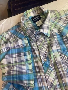 Herren Wrangler leicht kariert Western Pearl Snap Stil Kurzarm Hemd-Größe 3XL - Bild 1 von 9