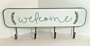 Welcome Sign Hanging Plaque with 3 Hooks, Home Décor Sign Wall Mount - Picture 1 of 7