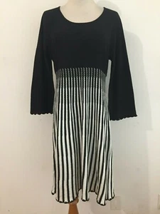 Calvin Klein Knit Sheath Dress Black & Ivory Size L NWT! MSRP $118 - Picture 1 of 12