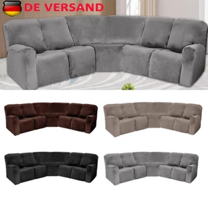 5-Sitzer Sofabezug Sofahusse Stretch Samt Überwurf Ecksofa L-Form Sesselbezug - Bild 1 von 36