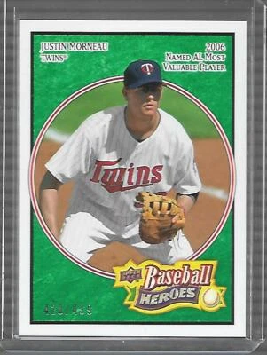 2008 Upper Deck Heroes Emerald #100 Justin Morneau /499 - Image 1 of 2