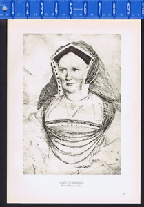 HOLBEIN: Lady Mary Guildford & Anne Boleyn-Second Queen of Henry VIII-1938 Print - Picture 1 of 2