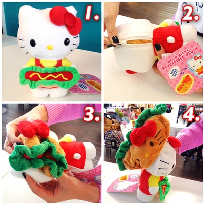 SANRIO AUTHENTIC HELLO KITTY REVERSIBLE 8" PLUSH: HOT DOG - Image 1 of 4