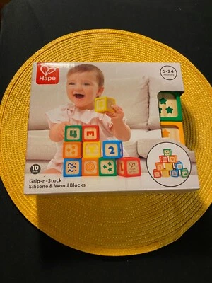 Hape Grip-n-Stack Silicone & Wood Blocks 10 Pieces - Image 1 of 4