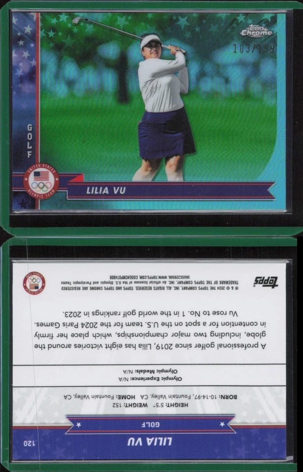 2024 Topps Chrome Olympics US Aqua Refractor #120 Lilia Vu/199 Foto 1 de 1