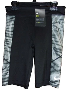 NIKE Girl's Tight Fit Dri-Fit BLACK Shorts LARGE #DA1369 $25 NWT - Picture 1 of 4