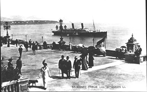 PC MONACO MONTE CARLO LES TERRASSES & Ship c1912 - Imagen 1 de 3
