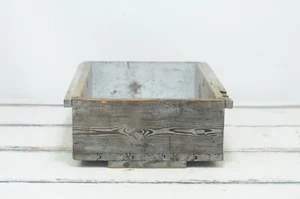 Cajón de madera antiguo de pintura gris hecho a mano primitiva decoración rústica caja de madera - Imagen 1 de 11