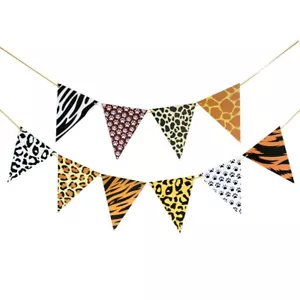 Animal Safari Banner Birthday Jungle Bunting Animal Banner Themed Decoration - Picture 1 of 3