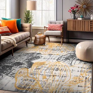 Rugshop Carpet Large Floral Distressed Stain Resistant Soft Dining Room Rugs 5x7 - Picture 1 of 11