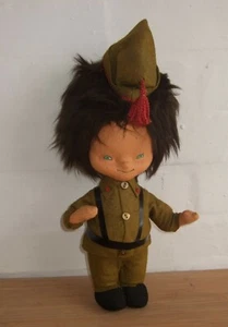 Vintage 14” Hard Stuffed Felt Doll In Military Uniform Korean? - Picture 1 of 9