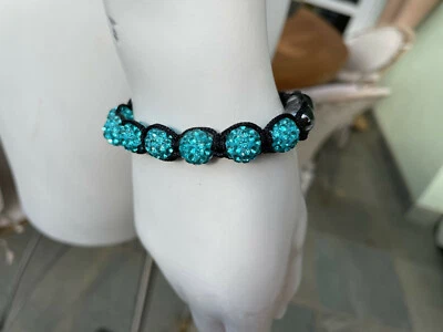 orig. SHAMBALLA Armband von STERLINX/London mit 9 türkisen Glitzerkugeln SHS90T - Bild 1 von 4