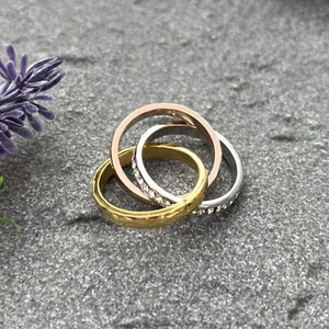 Edelstahlring Damen Ring Tricolor 3 in 1 silber rose gold Brand Modern Zirkonia - Picture 1 of 5