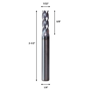 1PCS 4 Flute 7/32" Carbide End Mill 2-1/2" Overall Length AlTiN Coated CNC Bit - Picture 1 of 10
