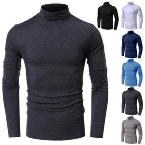 Men's Winter TurtleNeck Pullover T Shirt Tops Jumper Long Sleeve Warm Undershirt - Picture 1 of 30