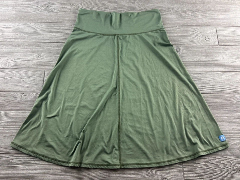 Falda informal de punto hasta la rodilla verde de talla de diseño tallado línea A para mujer XL Foto 1 de 4
