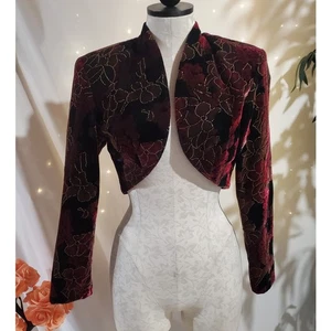 Vtg 90s Y2K Rampage Velvet Floral Cropped Bolero Jacket Size 5 S Whimsigoth Vamp - Picture 1 of 10