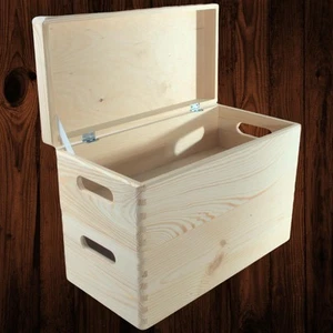 Caja de almacenamiento de madera larga de 2 niveles juego delgado cajas apilables con tapa 40x20x27,5 cm - Imagen 1 de 12